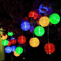 Lampe Lanterne LED Solaire, ALED LIGHT 20 LED IP65 étanche Guirlande Lumineuse LED Lanterne Lampion Solaire LED Intérieur et Extérieur pour Jardin Fête Nol (Rouge, Vert, Bleu, Jaune) [Classe énergétiq