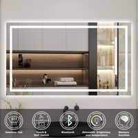 Acezanble Bluetooth Bathroom Mirror with 3 Colours LED Lights, Demister Pad, Vertically or Horizontally Wall Mounted, Wall Switch/Touch Switch 1000x600mm