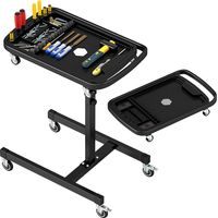 COSTWAY Plateau à Outils Roulant 2 en 1, Table de Travail Réglable en Hauteur Plateau Amovible, Chariot à Outils pour Mécanicien Charge 60 kg, pour Garage Atelier de Réparation Atelier