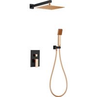 SKY BATH CED001/NGR DREAM Conjunto Ducha Monomando Empotrado Negro Mate Y Oro Rosa - ref: CED001/NGR