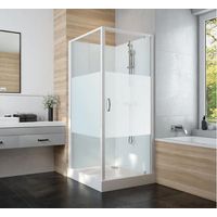 Cabine de douche 90x90cm IZIGLASS 2 carrée porte pivotante verre opaque central - Leda