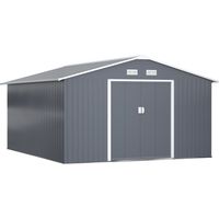 Abri de jardin en acier avec portes coulissantes et fenetres de ventilation Gris charbon
