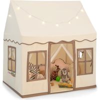 Costway – Tente de jeux enfant tipi 121 x 101 x 137 cm – Guirlandes lumineuses étoiles – Poches de rangement – Tapis lavable – 3-4 enfants