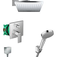 Hansgrohe Vernis Shape, All-in-1-Unterputz-Brausegarnitur mit Kopfbrause 23 cm + 2-Strahl-Handbrause, Chrom (VernisShape-1)