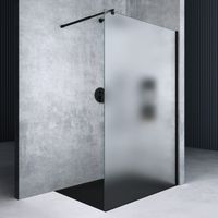 Mai & Mai Box Doccia Walk-In 120x200cm, Parete Doccia in Vetro Smerigliato 10mm Vetro di Sicurezza ESG con Rivestimento Nano Profilo Parete Nero MMBR1