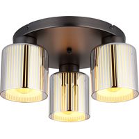 Deckenleuchte 3 flammig Wohnzimmerlampe Glas verchromt Deckenlampe Schlafzimmerlampe, 3x E27 Fassungen, DxH 34,5 x 17,5 cm