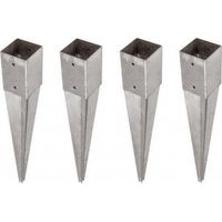 Winox – Support pied de poteau galvanisé à enfoncer 91 x 91 mm – Longueur 750 mm – Fixation par 4 trous – Lot de 4 unités