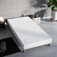 Kbedding – Sommier tapissier 100x200 cm – Structure en bois massif – Revêtement antibactérien – 4 pieds en bois massif de 15 cm