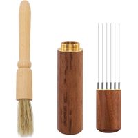 Espresso Blender - 6-Pin Distribution Tool - Natural Rosewood Handle with Integrated Holder and Coffee Grinder Brush - 1 Piece