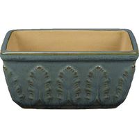 Vaso per bonsai rettangolare in gres smaltato blu-verde 12,5x8x6 cm - A36