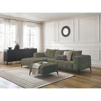 BOBOCHIC - Canapé d'angle fixe ANIS tissu bouclette avec pouf Angle gauche Vert