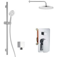 kielle Vega - Set doccia con miscelatore da incasso, per 2 utenze, con accessori e corpo EcoSpare, cromo 20618SP50