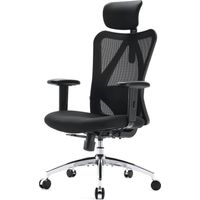SIHOO Ergonomischer Bürostuhl, Schreibtischstuhl mit verstellbarer Lordosenstütze, Kopfstütze und Armlehne, Höhenverstellung und Wippfunktion, Rückenschonend, Bis 150kg/330LB belastbar (Schwarz)