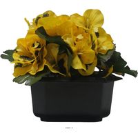 Bac carré fleurs artificielles Pensées Jaune pour la Toussaint - couleur: Jaune