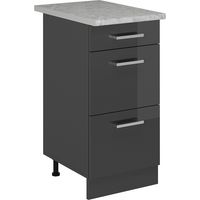 Mueble bajo de cocina R-Line, Antracita alto brillo, 40 cm ET Mármol, Vicco