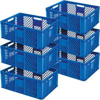 BRB 6x Eurobehälter durchbrochen/Stapelkorb, LxBxH 600x400x240 mm, lebensmittelecht, Industriequalität (blau)