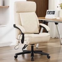 DYHOME fauteuil chaise bureau en cuir PU avec coussin d'assise pliable, fonction massage, appui-tĂŞte et soutien lombaire, gris