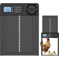 Porte automatique pour poulailler, système anti-pincement programmable avec écran LCD, alerte batterie faible, IPX3, noir et blanc