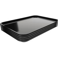 Lot de 5 plats de présentation lisse (L)240 x (P)350 mm, en mélamine noire, résistant à la chaleur