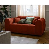 Lisa Design – Canapé droit 2 places en tissu texturé rouge – Dossier incurvé – Assise bombée – Fabriqué en Europe – Dimensions 176x95x72cm