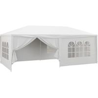 Cenador Desmontable de Exterior 6x3 m con 4 Ventanas 2 Puertas con Cremallera 6 Paredes Laterales e Impermeable Blanco