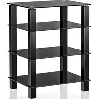 FITUEYES TV Rack HiFi Regal Audio Schrank Glas und Alu 600x455x770mm