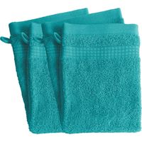 Lot de 4 Gants de Toilette - 100% Coton - 450 gr/m2 - Bleu turquoise