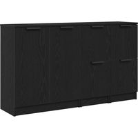 vidaXL Credenza 3 pcs Rovere Nero Legno multistrato