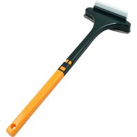 Limpiador de ventanas, raspador de ventanas, limpiador de ventanas - kit raspador de ducha 2 en 1 para limpiar ventanas de malla metálica y limpiar ventanas por dentro y por fuera (pequeño amarillo ve