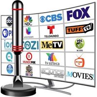 Antenne TV intérieure pour Smart TV, antenne HDTV numérique 2025 avec base magnétique puissante, réception 360° et longue portée pour chaînes locales, installation facile sans câble