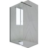 Walk in parete doccia Nero Matt cm vetro nicchia Kolors