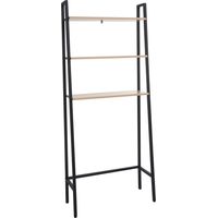 Standregal HHG-696, Badregal Waschmaschinen-Regal Leiterregal, Industrial Metall Holz 155x64x25cm natur