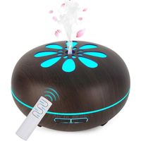 Humidificateur ultrasonique amélioré, diffuseur de parfum électrique, brumisateur d'arômes avec télécommande, 7 couleurs changeantes, arrêt automatique, diffuseur d'huiles essentielles, 550 ml, marron
