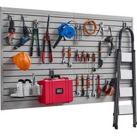 VEVOR Paneles de Pared de Listones de PVC 1225 x 2450 x 20 mm para Garaje con Accesorios, Panel de Listones Ajustable con Estructura de Acoplamiento y Corte para Almacenamiento y Exhibición, Gris