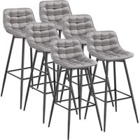 WOLTU 6X Taburete de Bar con Respaldo Marco de Metal Muebles Cocina Asiento de Terciopelo Taburete Alto para Cocina Bar Paquete de 6 Unidades Gris Claro