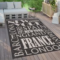 Paco Home Tappeto Per Esterno Terrazzo Balcone Tappeto Cucina Moderno Letteratura 160x220 cm, Antracite