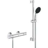 Grohe – Colonne de douche thermostatique 1 jet 11cm – Barre 60cm – Flexible lisse – Finition chromée – Technologie TurboStat