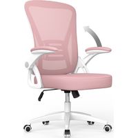 Fauteuil de bureau ergonomique avec accoudoirs rabattables – Support lombaire – Dossier incurvé – Réglable en hauteur – Rose