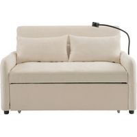 Canapé Pull-out Sleeper Sofa Loveseat multifonctionnel Chenille Beige 129.00x76.00x81.00 ZIPSOFA