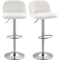 Juego de 2 Taburetes de Bar Taburetes Altos de Cocina con Altura Ajustable Asiento Giratorio 43x45x81-101 cm Crema