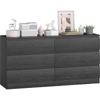 Cómoda Dormitorio con 6 Cajones Cajonera para Salón Oficina Estilo Moderno 140x40x71 cm Negro Veteado