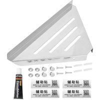 tagre d'angle de douche triangulaire en acier inoxydable tagre de rangement tagre de bain organisateur de douche accessoire pour la maison htel cuisine montage mural argent(Free-Punching Type).