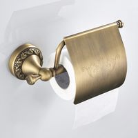 Retro Brass Toilet Paper Holder, Wall Mounted Toilet Paper Holder, Toilet Paper Holder with Lid Retro Brass Wall Mounted Roll Holder, Toilet Paper Storage Rack