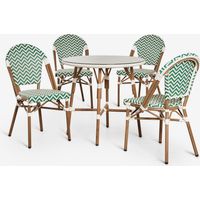 Set tavolo rotondo Ø80 cm e 4 sedie da pranzo impilabili in alluminio Brielle Bistro SKLUM