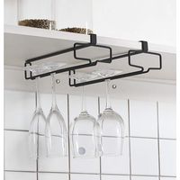 Wine Glass Rack, 2-Piece Stemware Holder for Cabinets, Under-Cabinet Wine Glass Rack, Kitchen Hanging Storage Rack, Black (for Partition Thickness Less Than 2.54 cm) ...
