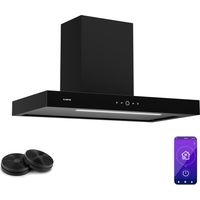 Klarstein SmartEdge Hotte Aspirante - 90 cm, Débit 550 m³/h, CEE A+, Wi-Fi & Tactile, LED 6500 K, Silencieuse 34 dB, Hotte Cuisine, Noir