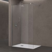 doporro Parete Doccia Walk In con Barra Stabilizzatrice Tonda 70-120 cm e Profilo Cromo, Vetro Temperato 10 mm Trasparente Anticalcare 100x200 cm – Bremen02K