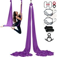 VEVOR Hamac de Yoga Aerien 8x2,8 m Kit Balancoire de Yoga Inversion Danse Aerienne en Nylon 100 g/m² Charge 1000 kg Vol Anti-gravite deAir pour Fitness Musculation Pilates Gym Maison Studio Violet