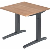 bümö® Design Schreibtisch "XB-Serie" höhenverstellbar, Tischplatte 80 x 80 cm in Nussbaum, Gestell in graphit