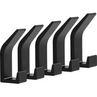 Set aus 5 schwarzen Metall-Wandhaken, Tragkraft bis zu 10 kg, für Mäntel, Kleidung, Handtaschen und mehr.